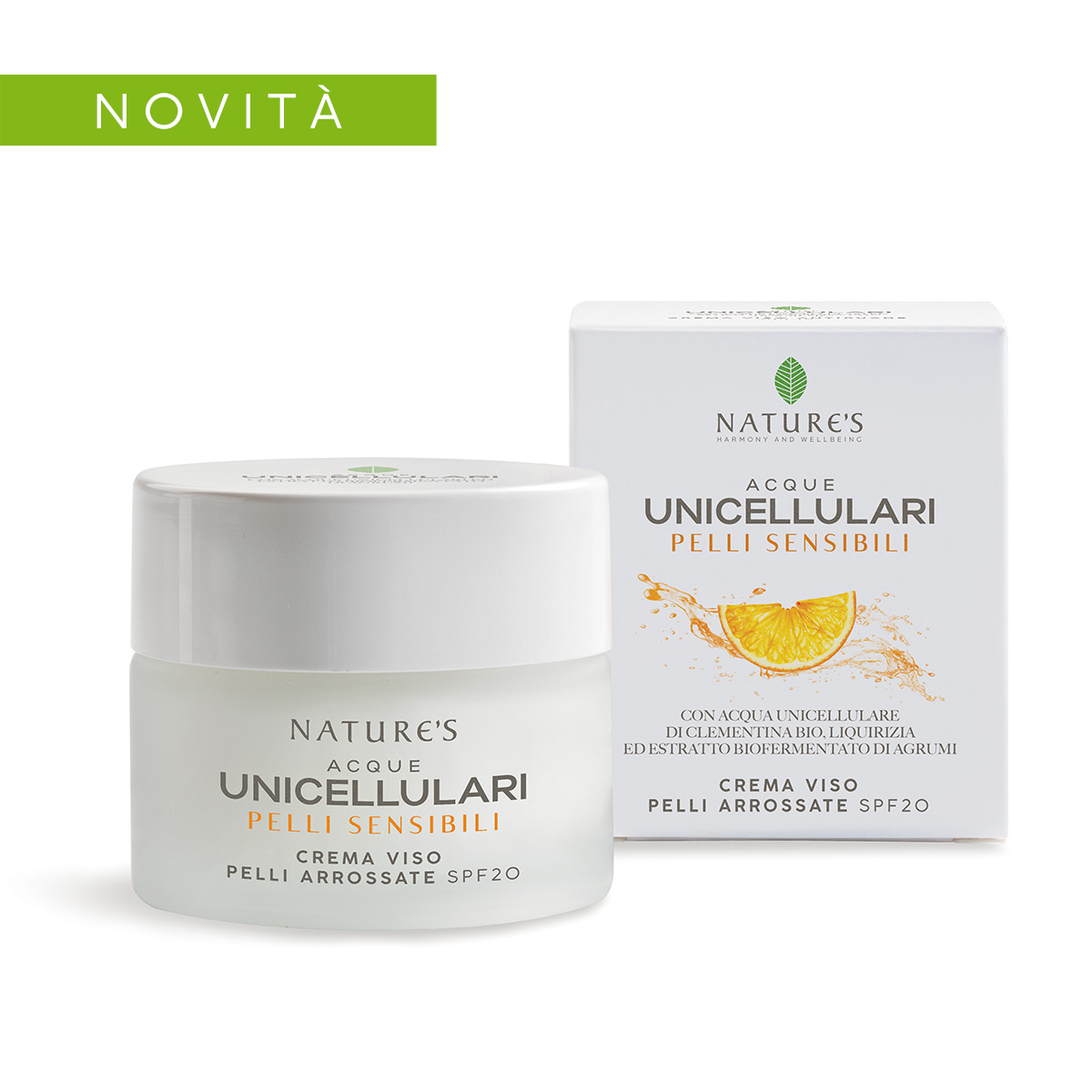 Nature's Crema Viso Pelli Arrossate SPF 20 Acque Unicellulari 50ml