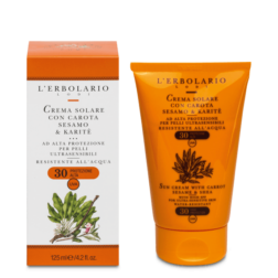 L'Erbolario Crema Solare per Pelli Ultrasensibili, carota sesamo e Karitè SPF 30