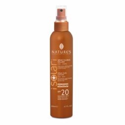 NATURE'S Solare Spray Fluido Viso-Corpo con Acqua Unicellulare di Arancia dolce bio e latte di Riso SPF 20