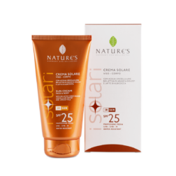 NATURE'S Crema Solare Viso-Corpo con Acqua Unicellulare di Arancia Dolce bio e succo di Albicocca 25 SPF