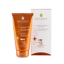 NATURE'S Crema Solare Viso-Corpo con Acqua Unicellulare di Arancia Dolce bio e succo di Albicocca SPF 15